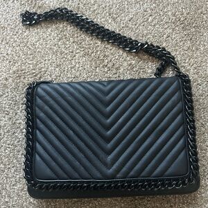Aldo Black Quilted Shoulder Bag with Chain Strap